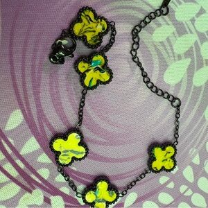 Yellow and Black Flower Necklace